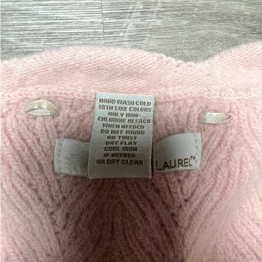 Lucy & Laurel Balletcore Pink Knit Sweater XL Fairycore Lace-Up Angora Blend - Picture 5 of 10